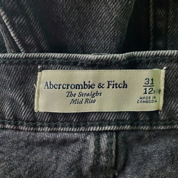 Abercrombie & Fitch Womens Black The Straight Mid Rise Jeans Size 31 12 - Picture 3 of 6